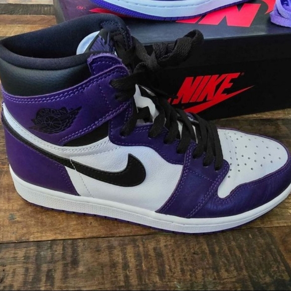 Nike AIR Jordan 1 Retro High - Purp/Whi/Blk - Picture 2 of 8